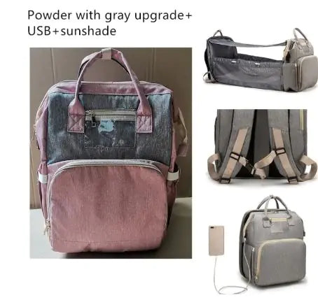 Foldable bed diaper bag